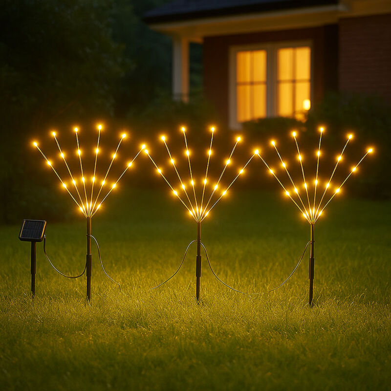 Solarleuchte für Außen Gartendeko Solarleuchte Solar Lampe mit 3 Ästen, braun Erdspieß mit Schalter, 1x led, l 900 cm