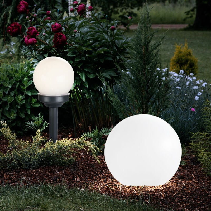 Solarleuchte Kugel Garten Kugelleuchte Solar led Gartendeko Solarkugel für Außen, mit Erdspieß, Leuchtdauer ca. 6-8 Stunden, warmweiß, d 10/15 cm,