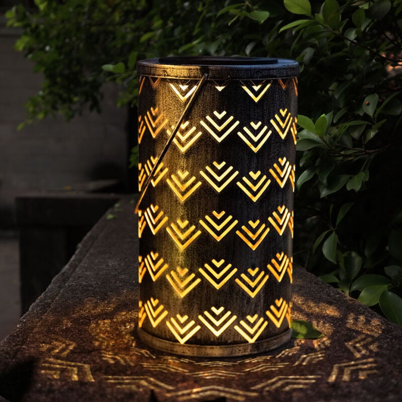 Solarleuchte Laterne Solarlaterne silber antik Außenleuchte Laterne Lichteffekt, Dekorstanzungen, Metall, 1x led 0,06W warmweiß, DxH 11x19 cm