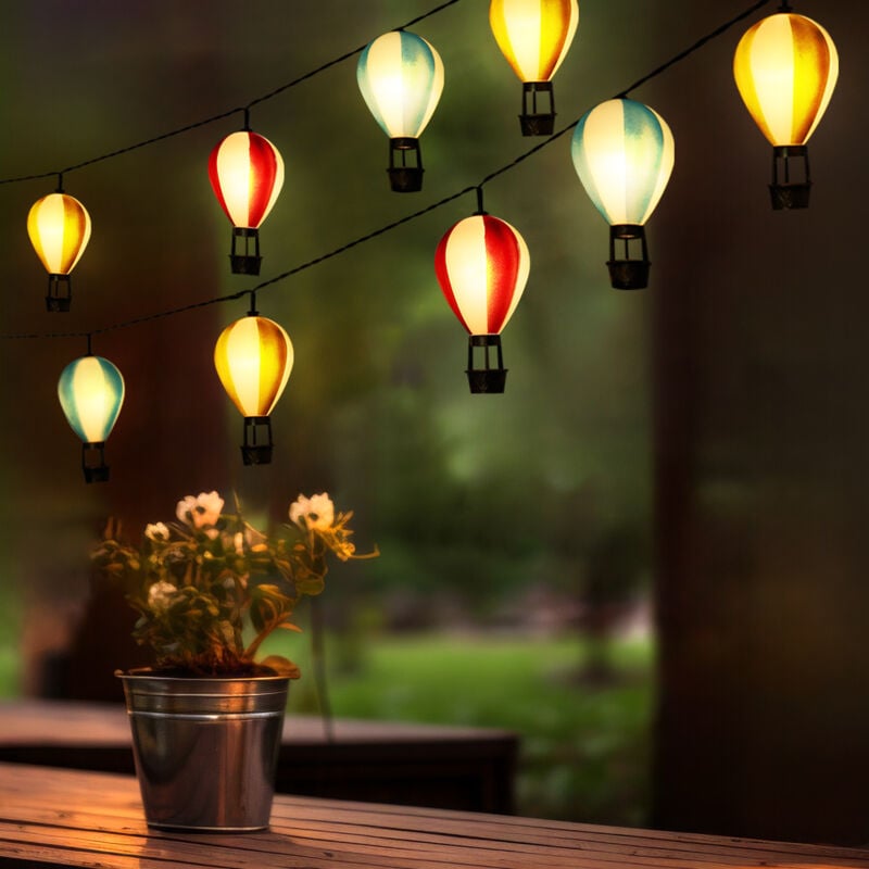 Globo Lighting - Solarleuchte led Lichterkette Heißluftballons Außenleuchte Gartendeko wetterfest, Kunststoff, 9x led warmweiß, l 390 cm