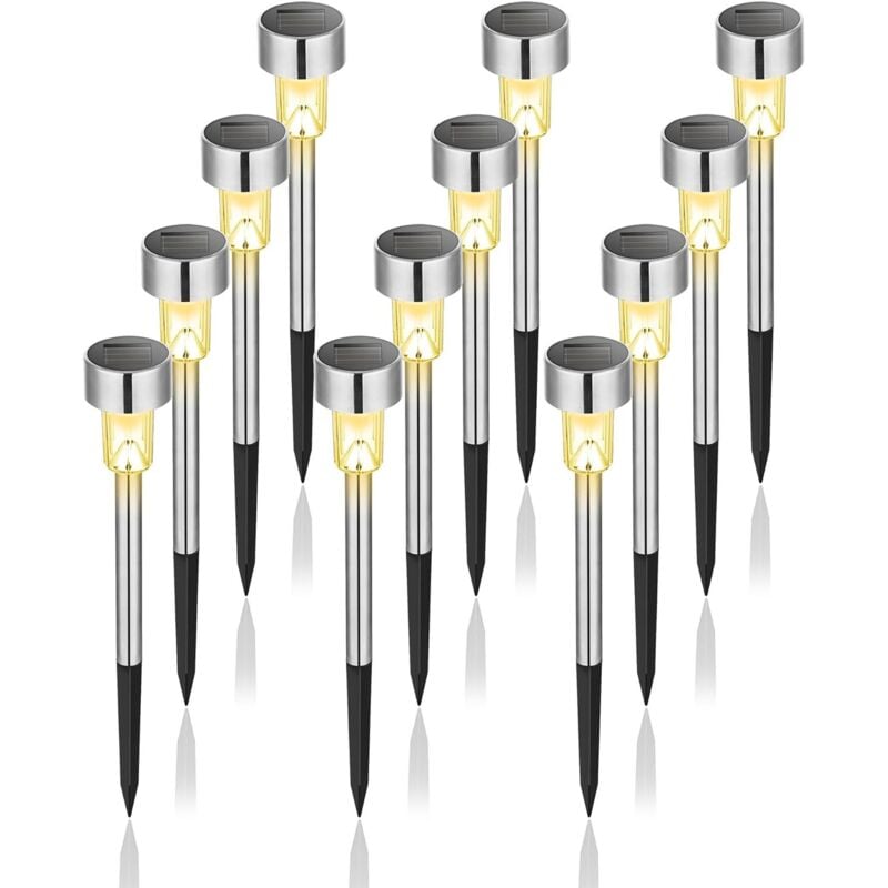 Solarleuchten Außen, Solarleuchten Outdoor Garten, Wasserdichte Solarleuchten Outdoor für Terrasse, Rasen, Garten, Auffahrt, Wege, Edelstahl, 10