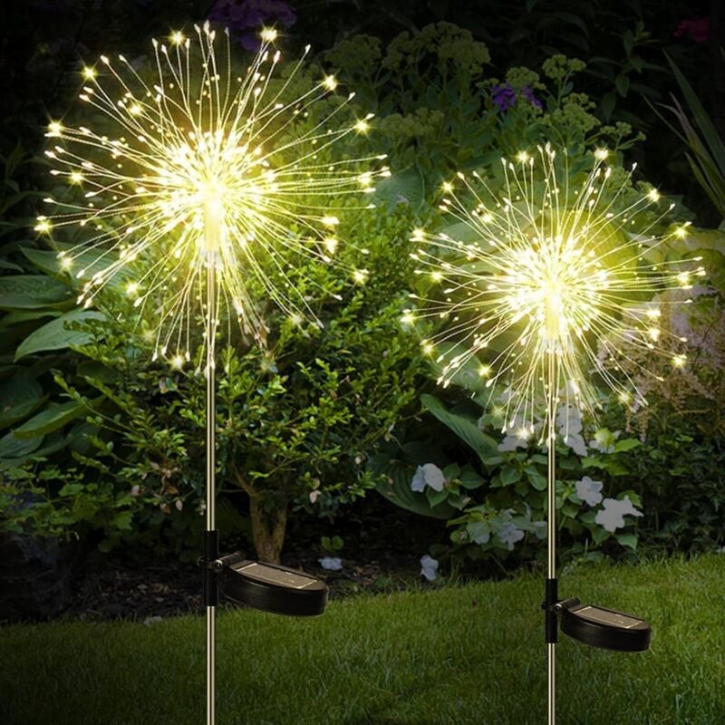 Solarleuchten für den Garten im Freien: 2 Stück 120 LED-Feuerwerk aus Kupferdraht, wasserdichte Starburst-Beleuchtung, wasserdichte Dekoration für