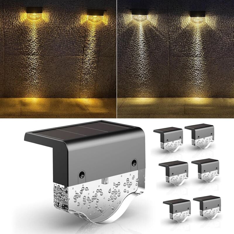 Solarleuchten für den Garten im Freien, Solar-Außenlampen-Dekoration, 2 Modi, 6er-Set Solarleuchten für Terrasse, Garten, Stufen, Treppen, Zäune