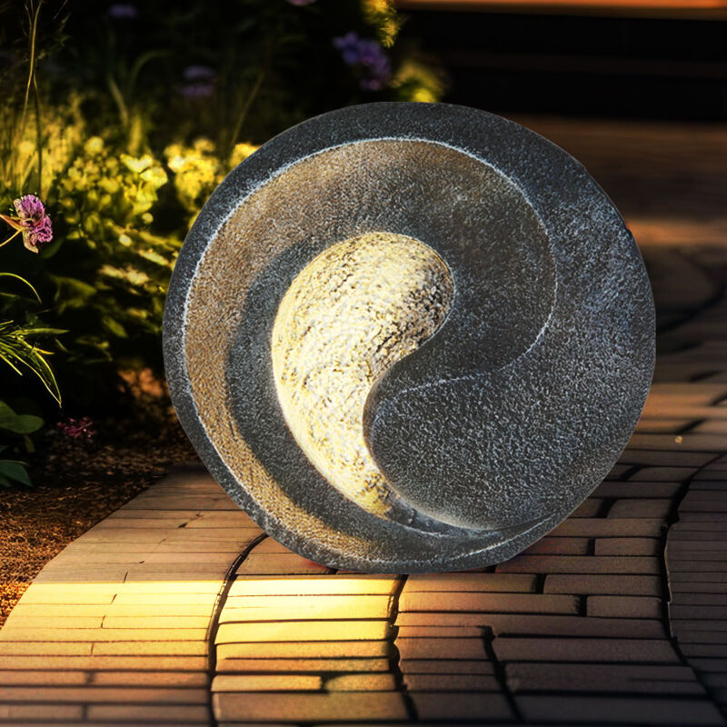 Solarleuchten Steinoptik für Außen Gartenskulptur für Außen Solarlicht Außen wetterfest Tischlampe Gartendeko, grau, Akku, led warmweiß, LxBxH