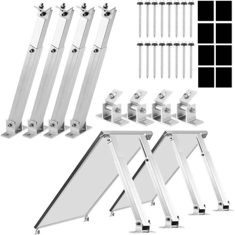 Jalleria - Solarmodul Halterung Balkonkraftwerk Flachdach Einstellbar 15-60° (2 Panels Set 15°-30°) 2 Solarmodule Photovoltaik Universal Wand