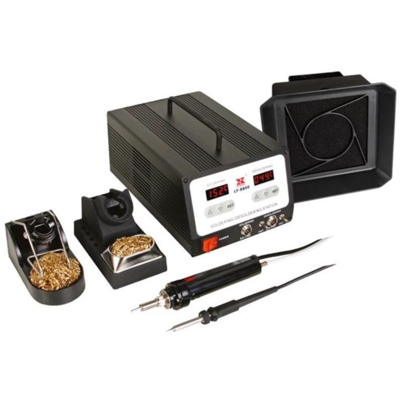Xytronic Professionelle Löt- und Entlötstation mit digitalem Display, 100W Leistung, regelbare Temperatur, integrierte Vakuumpumpe mit Fingertaste,
