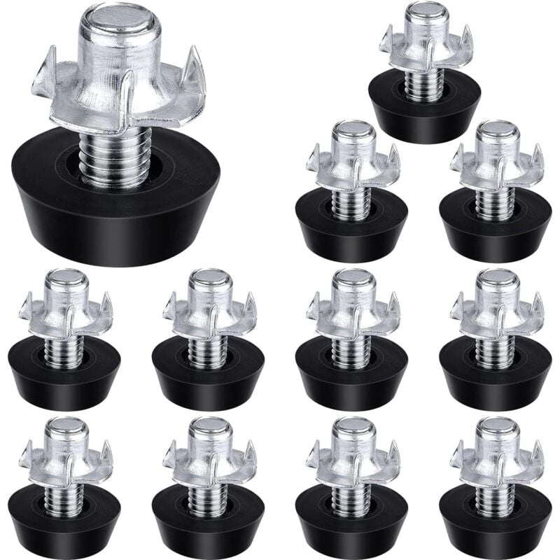 Sollbry 12 Sets verstellbare Möbel-Nivellierfüße, Möbel-Nivellierschrauben und T-Muttern, Möbel-Nivellierfüße für Stuhl, Tisch, Möbelfüße (m6)