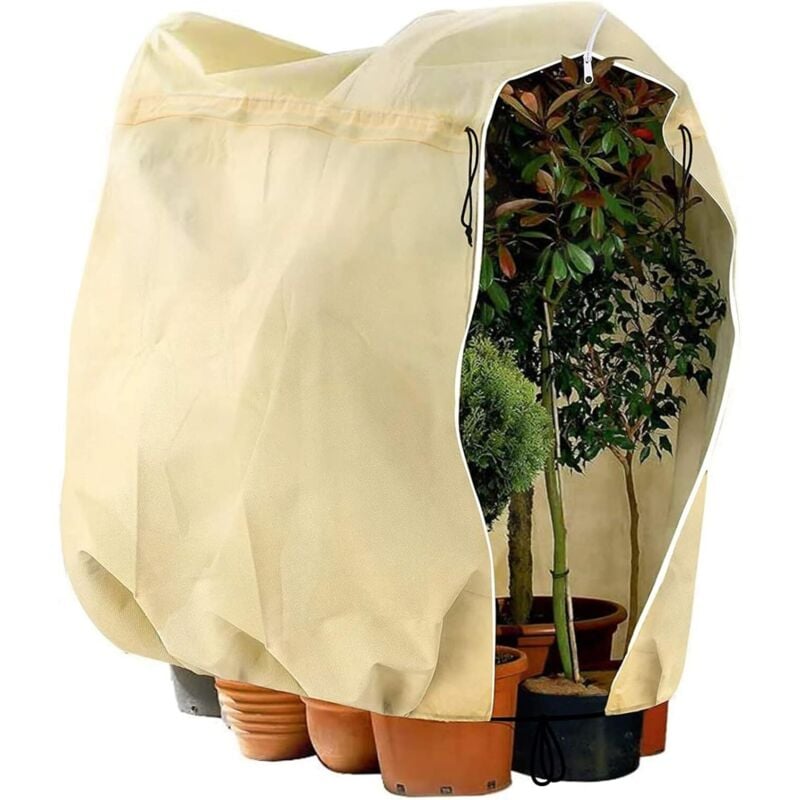 Sollbry 120 180 cm Pflanzen-Überwinterungsabdeckung, Pflanzen-Überwinterungssegel, Pflanzenschutzabdeckung mit Kordelzug und Reißverschluss,