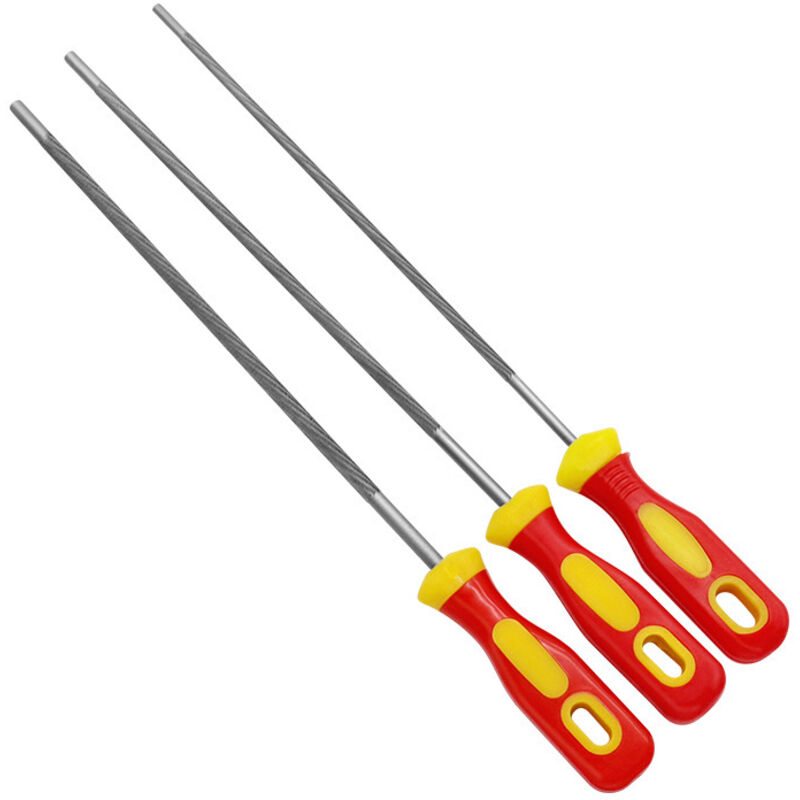 3-teilige Kettensägenfeile, tragbares Universal-Kettensägen-Schärfset, Feile mit Griff, runde Feilen, Kettensägen-Schärfhalter, 3 Größen von 4 mm,