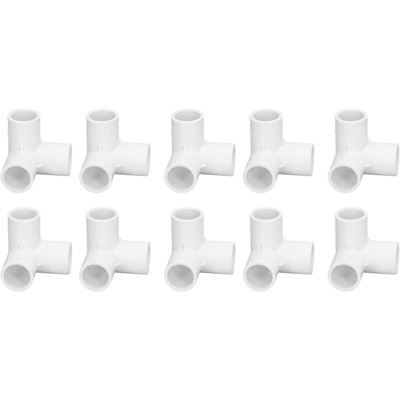 Sollbry - 3-Wege-Eckverbinder, 10 Stück, 3-Wege-Rohrverbinder, PVC-Kunststoff, rechtwinkliger T-Eckverbinder, PVC-Winkel, PVC-Rohrverbinder, 20 mm