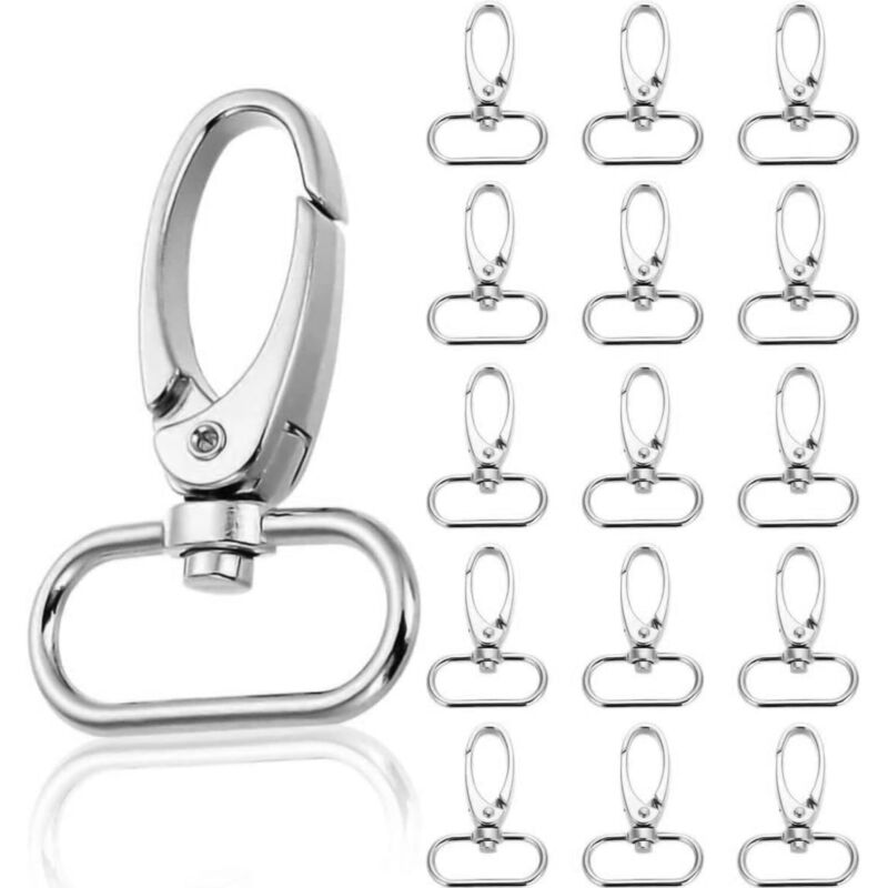 Sollbry - 30 Stück drehbarer D-Ring-Karabiner-Schlüsselanhänger mit D-Ringen, Metall-Schlüsselanhänger, Karabinerverschluss, 360° drehbare Karabiner