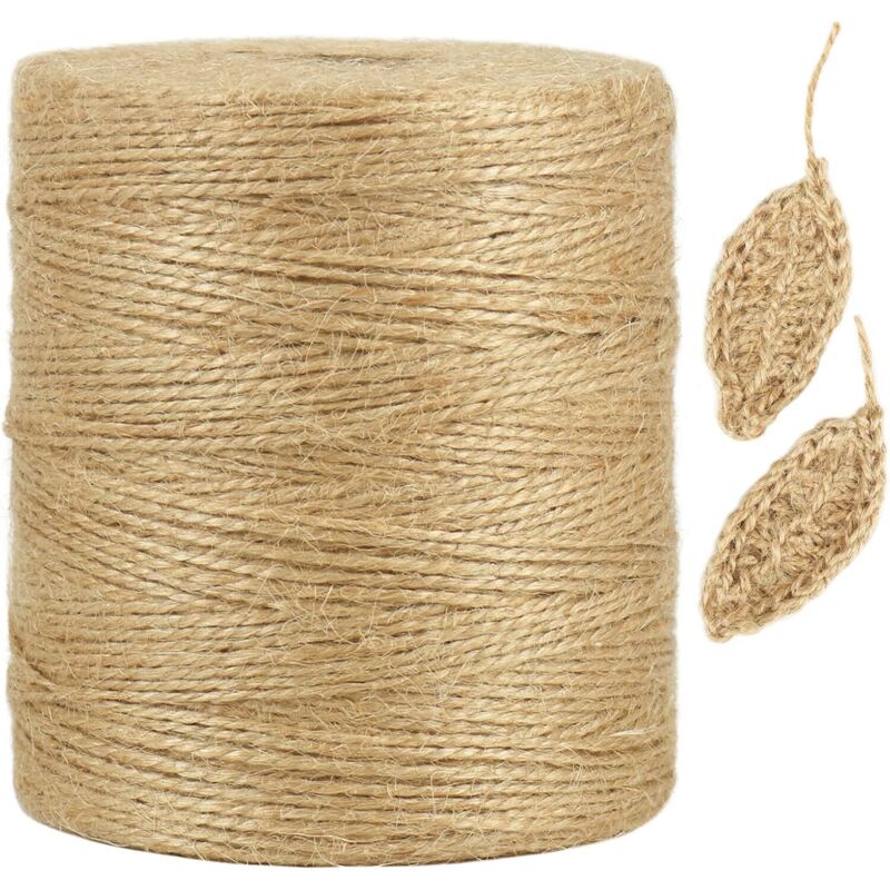 Sollbry - 300 m natürliches Hanfseil, 1 mm dünnes braunes Seil für Bastelarbeiten, Häkeln, Geschenkverpackungen, Gartenarbeit und Weihnachtsdekoration