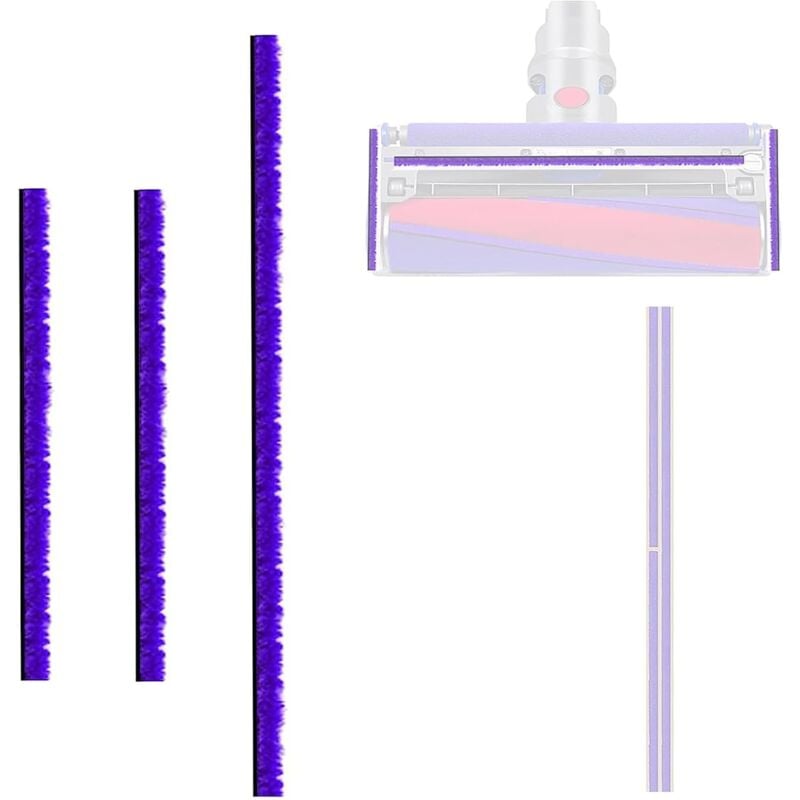 3er-Pack Plüschstreifen für Dyson V6 V7 V8 V10 V11 V12 V15 DC58 DC59 DC62 DC72 Staubsauger, für Dyson Staubsauger, Elektrobürste, Aufkleberstreifen,