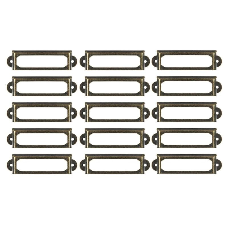 50 Stück Metall-Etikettenhalter für Möbel, Schubladen, Schränke, Etiketten für Schreibtisch, Bücherregal, Bücherregal, Regale, Bronze - Sollbry
