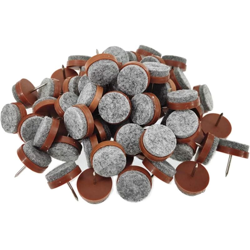 Sollbry - 50er-Pack runde Filz-Möbelgleiter, robuste Bodenschoner zum Aufnageln, für Holzmöbel, Stühle, Tische, Beine (Durchmesser 24 mm, braun)