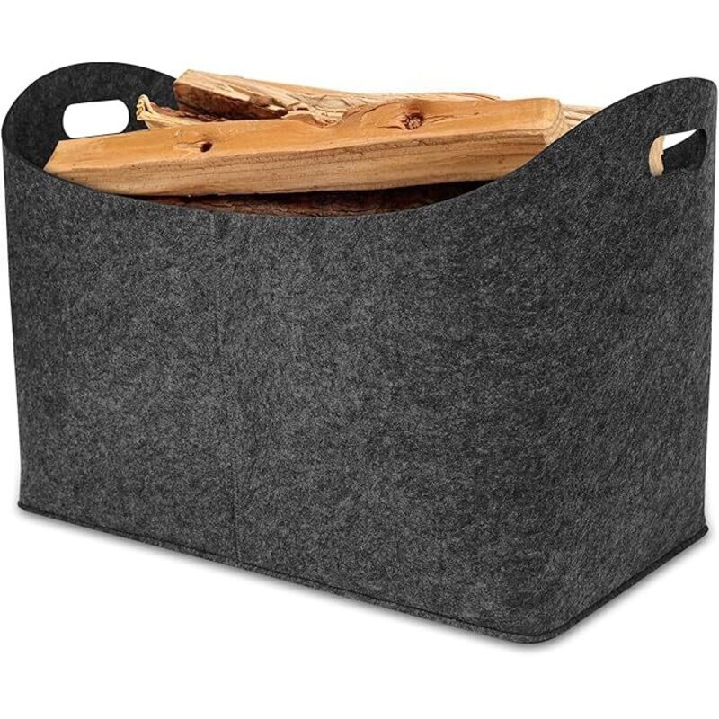 55 x 30 x 40 cm großer Filzkorb für Holzscheite mit verstärktem Griff, Aufbewahrungstasche für Brennholz, Zeitungen und Kleidung, Kaminzubehör