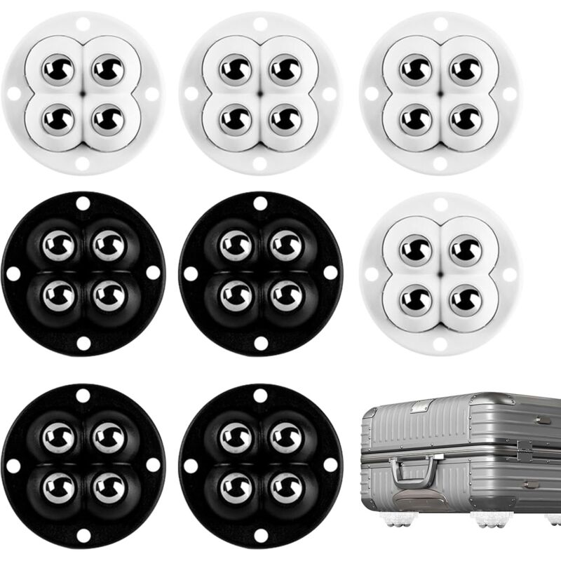8er-Pack selbstklebende Lenkrollen, 360-Grad-Drehung, universelle Lenkrollen für Küchengeräte, kleine Möbel, Aufbewahrungsboxen, Mülleimer (schwarz,