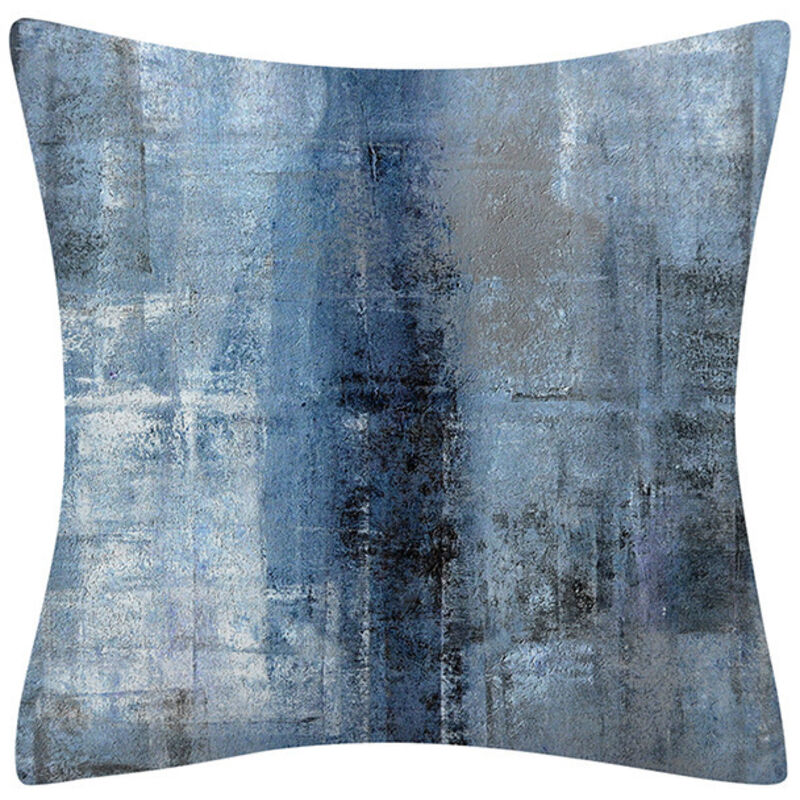 Sollbry - Blauer und grauer abstrakter Kunst-Kissenbezug, moderne Galerie, dekorativer Kissenbezug für Schlafzimmer, Sofa, Wohnzimmer