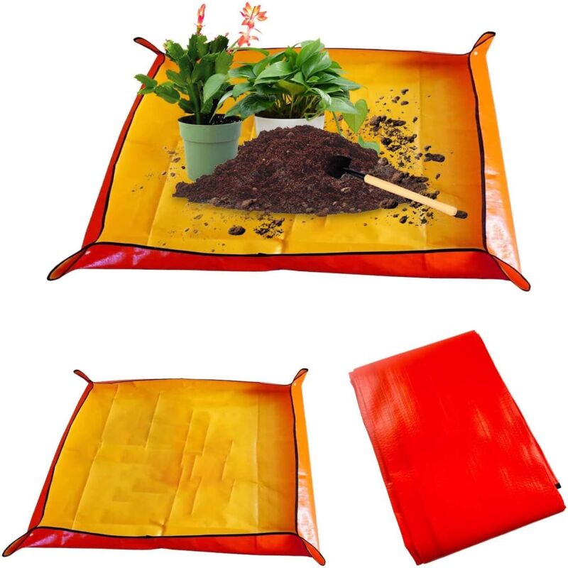 Blumenerde, 2 Stück, Gartenmatte, orange, wasserdichte Pflanzmatte, 2 Größen, faltbare Garten-Pflanzmatte, geeignet für Gartenarbeiten - Sollbry