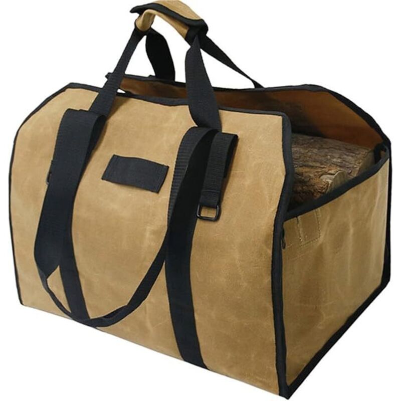 Brennholz-Tragetasche, Canvas-Kaminholztasche, wasserfeste Holzscheit-Tragetasche, faltbares Kaminzubehör, ideal für Holzöfen, Camping, Strand,