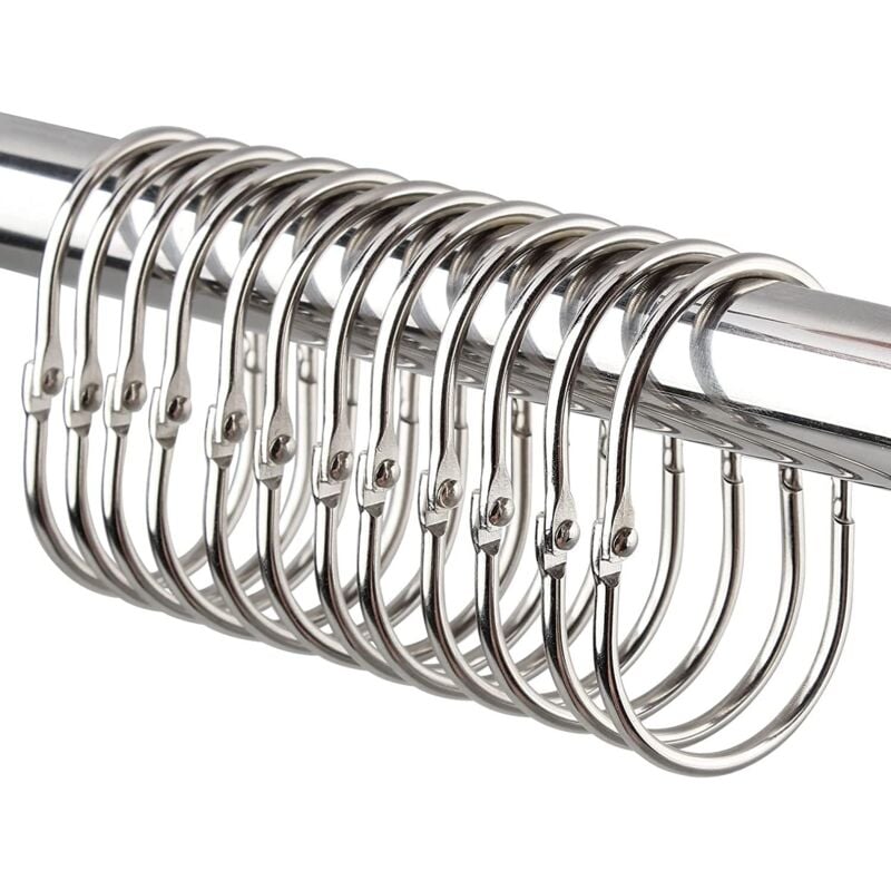 Duschvorhang-Haken, 20 Stück, starke Metall-Duschvorhang-Haken, robuste Aufhängeringe, Mehrzweck-Badezimmer-Duschvorhang-Haken - Sollbry