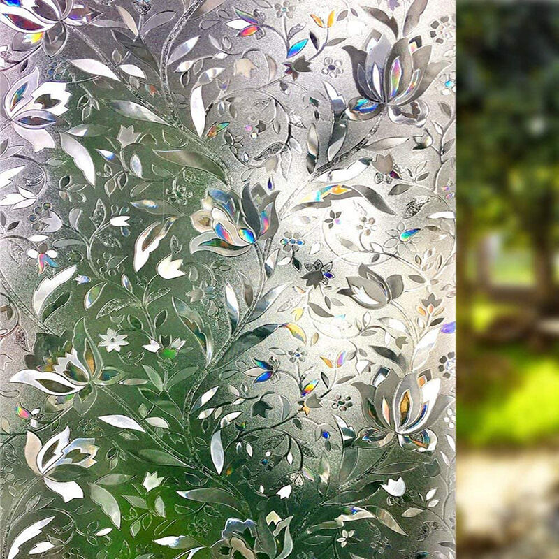 Fensterfolie, dekorative Sichtschutz-Fensterfolie, 3D-Buntglas-Aufkleber, Anti-UV-Hitzekontrolle für Zuhause (45 x 300 cm) - Sollbry
