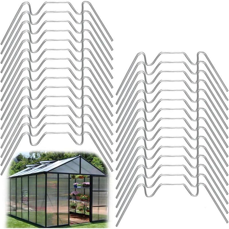 Gewächshaus-Verglasungsklammern, 50 Stück Edelstahl W-Typ Gewächshausklammern, Gewächshauszubehör Gewächshaus-Befestigungsklammern - Sollbry