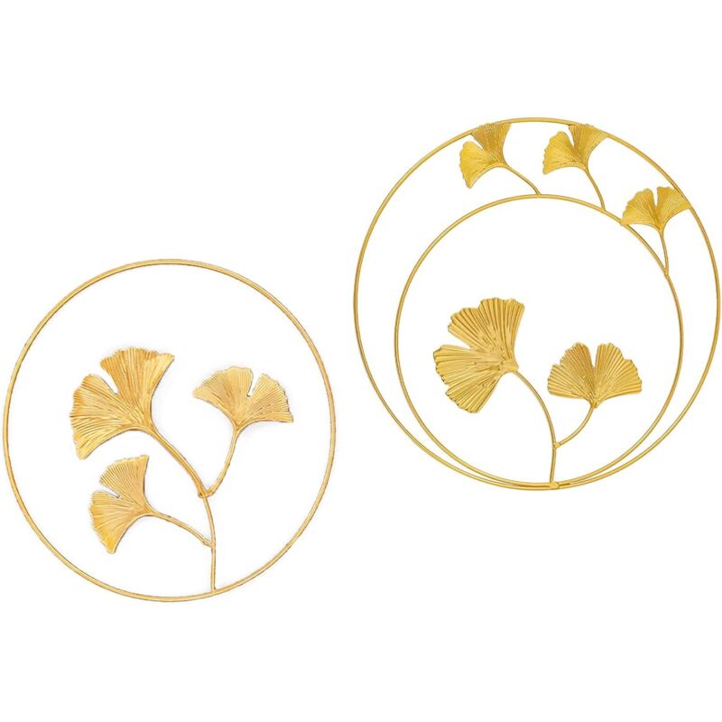Sollbry - Ginkgoblatt-Dekoration aus Metall, Vintage-Wandskulpturen aus Eisen, geeignet für Schlafzimmer, Wohnzimmer, Büro, moderne Dekoration,
