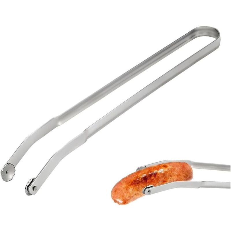Sollbry - Grill-Wendezange, Edelstahl-Grill-Küchenzange, Wurst-Grillzange mit langem Griff, Grill-Wendezange, multifunktionale Outdoor-Grillzange für