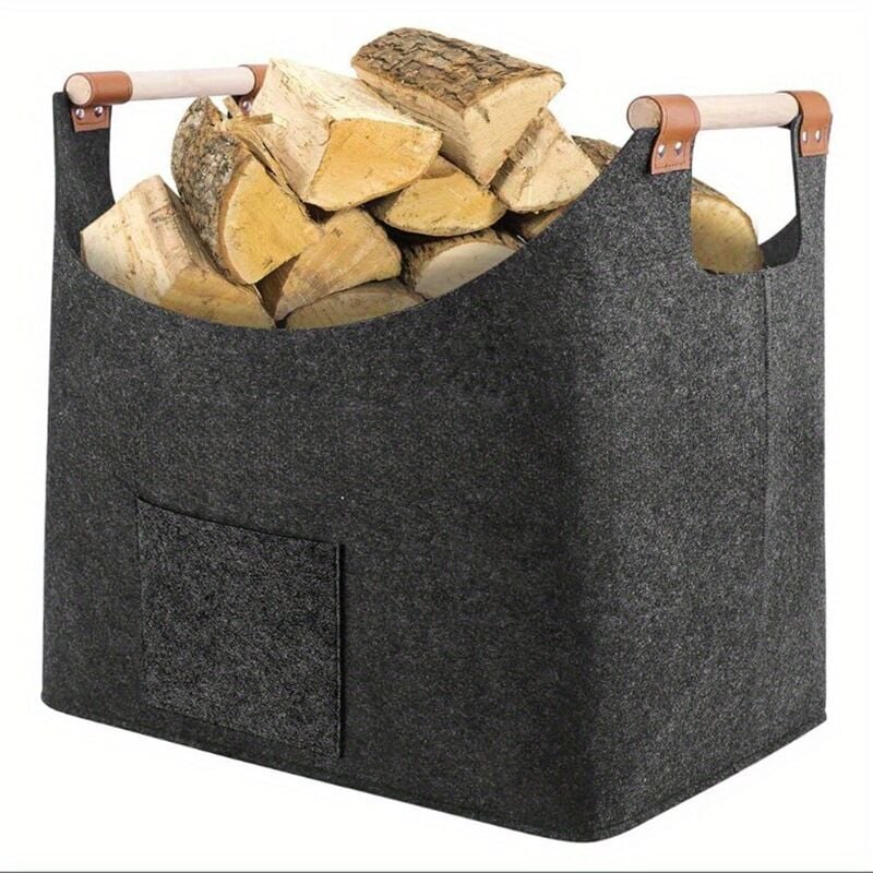 Holzkorb für Brennholz, faltbare Filztaschen, große Filztaschen, Brennholzkorb zur Aufbewahrung von Brennholz - Sollbry