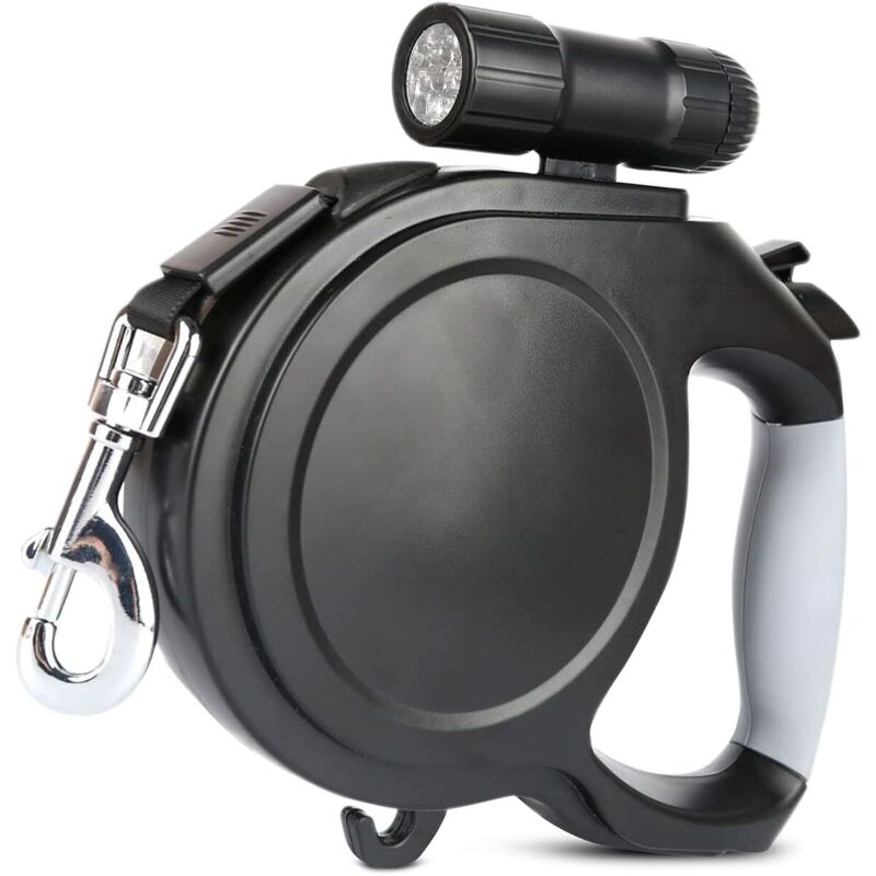 Sollbry Hundeleine mit LED-Taschenlampe, ausziehbare Leine für Hunde bis 30 kg mit rutschfestem Griff, wiederverwendbare ausziehbare Hundeleine,