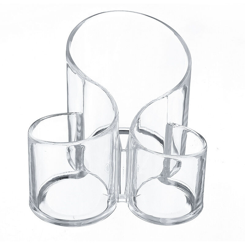 Make-up-/Kosmetik-Organizer, Pinsel-Aufbewahrungstopf, Pinsel-Stifthalter, 3 Fächer, transparent - Sollbry