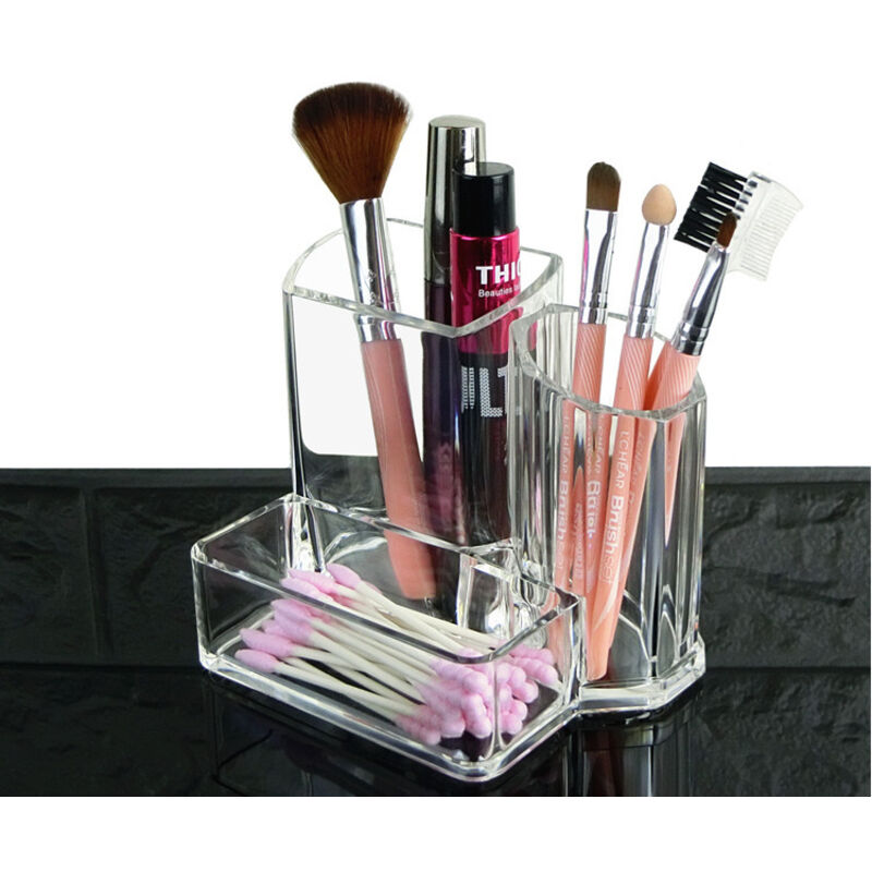Sollbry Make-up-Organizer – 3 Abschnitte, transparente Aufbewahrungsbox – Mehrzweck-Make-up-Organizer – für Schmuck, Bürobedarf, Zahnbürsten