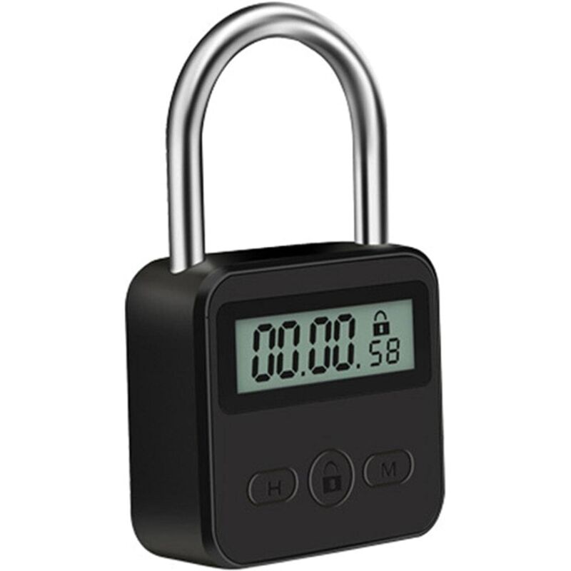 Sollbry - Metall-Timer-Schloss, wiederaufladbares USB-Timer-Vorhängeschloss mit LCD-Display, multifunktionales elektronisches Mikroschloss, robustes