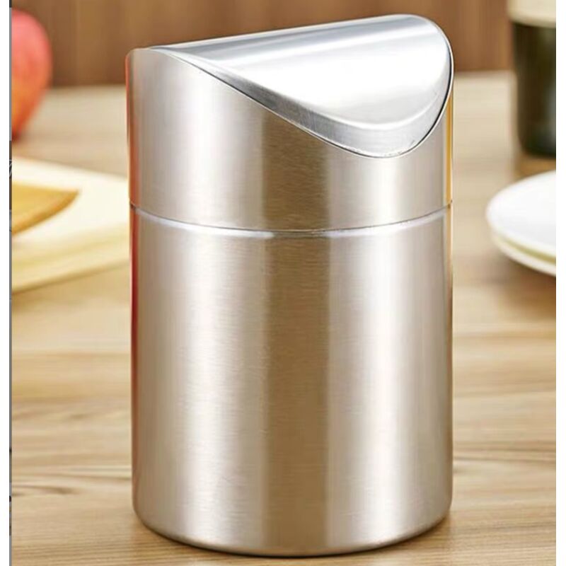 Mini-Mülleimer für die Arbeitsplatte, Edelstahl, Mini-Mülleimer für die Arbeitsplatte, Mini-Tisch-Mülleimer mit Deckel für Esstische, Schreibtische