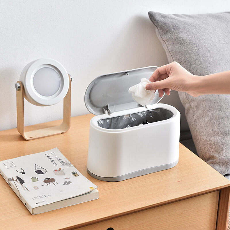 Mini-Mülleimer, mobil, kleiner Mülleimer, Theken-Mülleimer, Mülleimer (weiß) - Sollbry