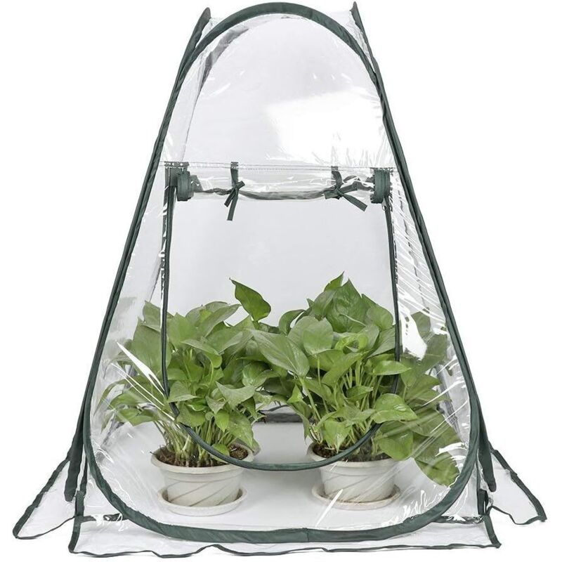 Sollbry - Mini-Pop-Up-Gewächshaus – kleines Winterzelt für Pflanzen – Blumentopf – Mini-Gewächshaus – Winterschutz für Pflanzen (70 x 70 x 80 cm)