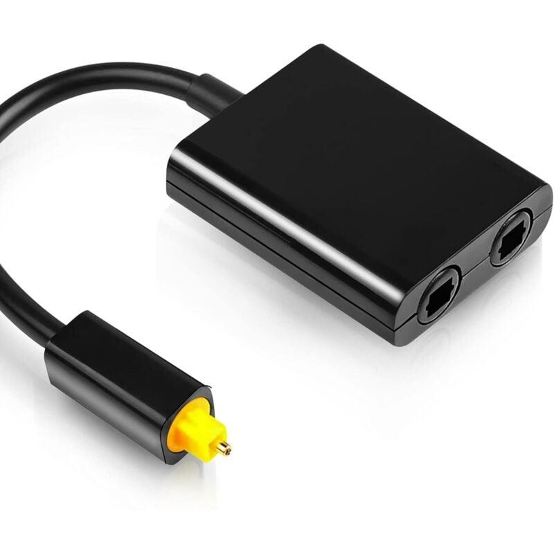 Sollbry - Optischer Audio-Kabel-Splitter, 1 in 2 Out, Toslink, optischer Audio-Kabel-Splitter, Glasfaser-Adapter, Glasfaser-Konverter für