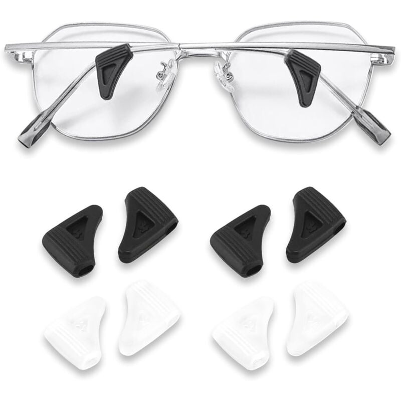 Sollbry - Paar rutschfeste Brillen-Ohrbügel, Brillen-Anti-Rutsch-Brillenpolster, Ohrbügel, Brillenbandhalter für Lesebrillen (schwarz, transparent,