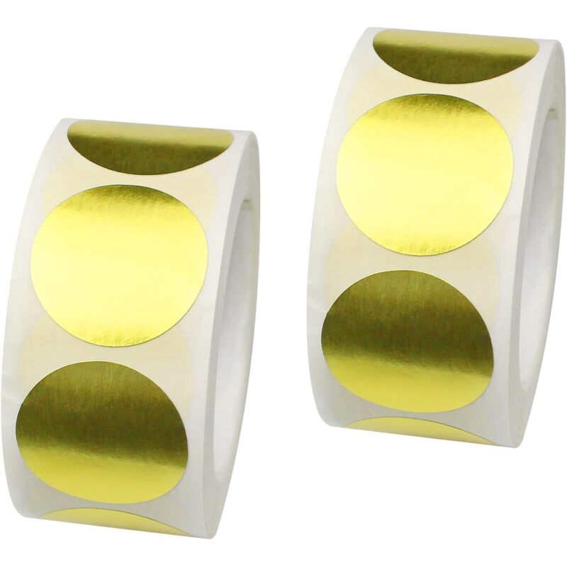 Sollbry - Rollen kreisförmige Aufkleber, goldene runde Aufkleber, selbstklebende Aufkleber, Umschlagsiegel, Verpackungssiegel, 2,5 cm, glitzernde