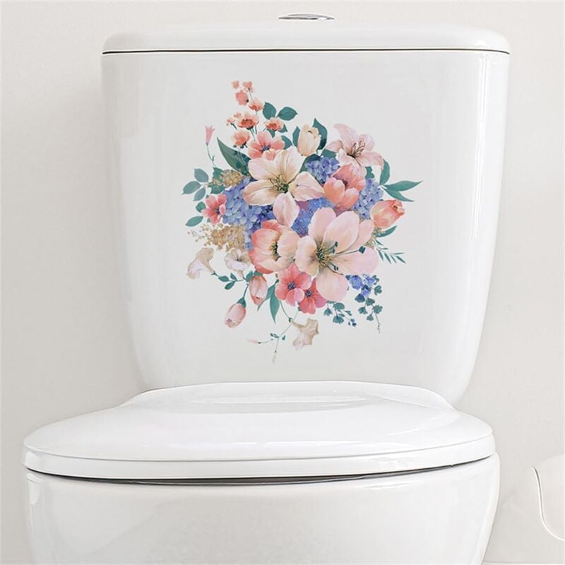 Sollbry - Stück Toilettendeckel-Aufkleber, Blumenmuster, Toilettendeckel-Aufkleber, Toilettendeckel-Aufkleber, Toiletten-Deko