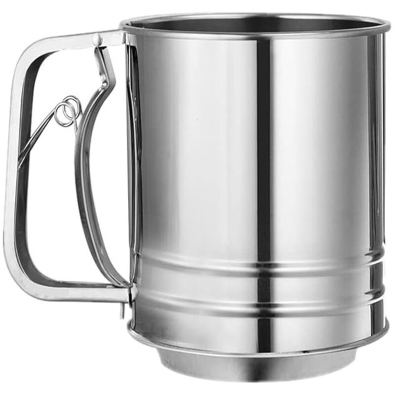 Mehlsieb Backsieb Tasse Mehlsieb Edelstahl Silber zum Filtern von Mehl, Kakaopulver, Puderzucker - Sollbry