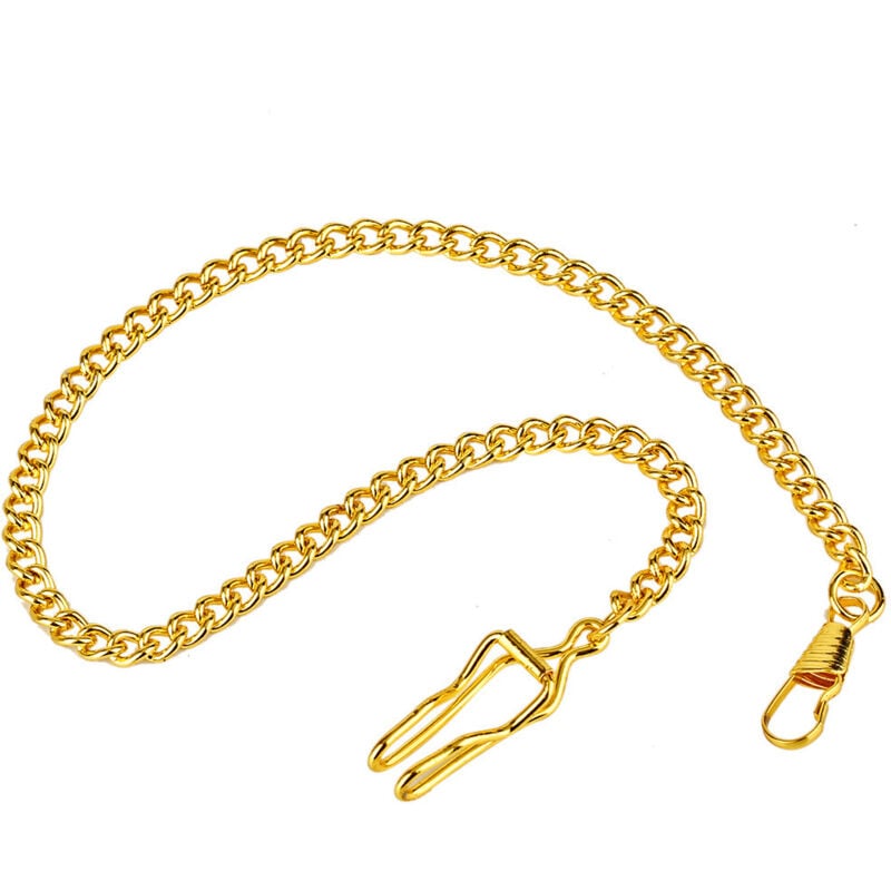 Sollbry - Taschenuhrenkette, Taschenuhr-Westenkette, Panzergliederkette, Cowboy-Kette mit Haken, Karabinerverschluss, Uhrenkettenglied für Männer und