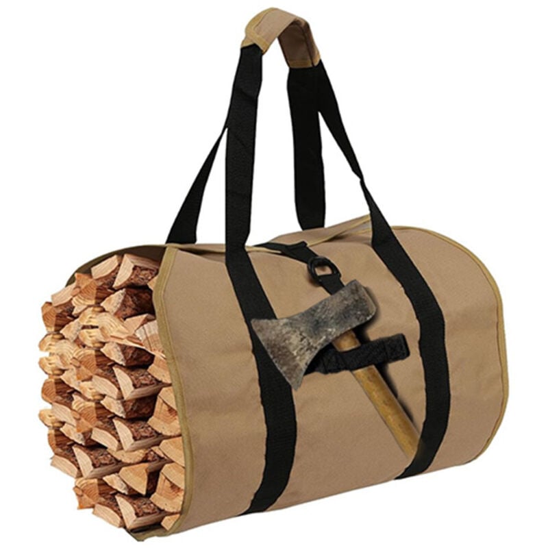 Tragetasche für Brennholz, Tasche für Brennholz, Tasche für Holzscheite aus Segeltuch, wasserabweisende Tragetasche, faltbares Kaminzubehör, ideal
