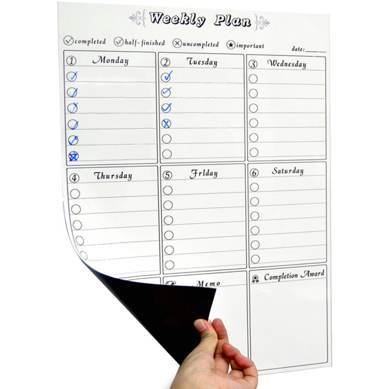 Sollbry Trocken abwischbares Whiteboard für Kühlschrank, Wochenplaner, Menüplaner für Kühlschrank, Wochenplaner, Kühlschrankmagnet, magnetische