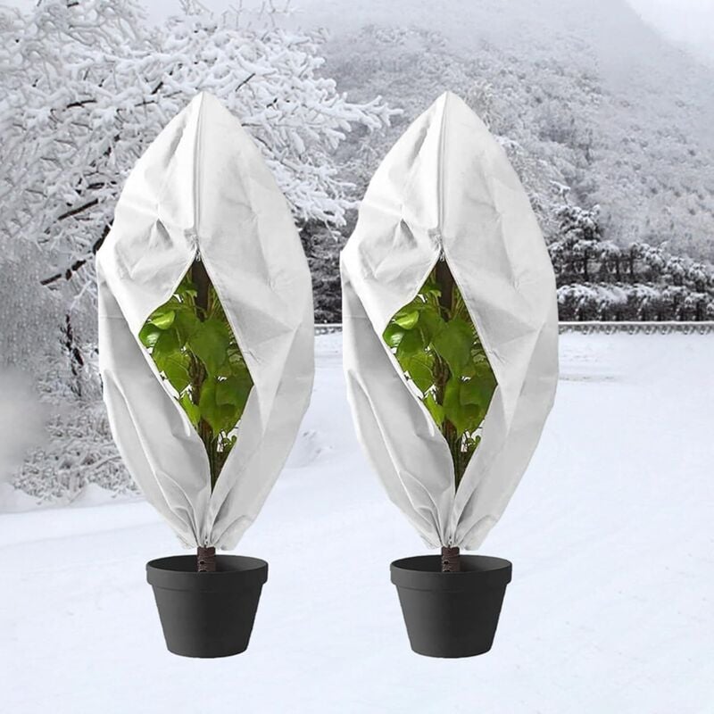 Sollbry - berwinterungssegel für Pflanzen im Freien, 2 Stück Überwinterungssegel-Schutzhüllen für Pflanzen mit Kordelzug und Reißverschluss,