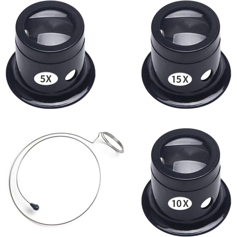 Sollbry - Uhrmacherlupe, Juwelierlupe, Monokularlupe, Uhrenreparaturlupe, Uhrmacherlupe, Uhrenreparaturlupe, Juwelierlupe, 5X10X15X-Lupe, für Münzen,