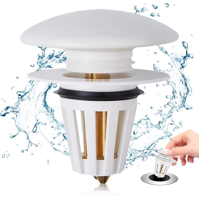 Sollbry - Waschbecken-Abfluss für Badezimmer mit Keramikdeckel, Pop-Up-Waschbecken-Stopper für Badewanne, Küche, Waschbecken für 34–38 mm Abflussloch