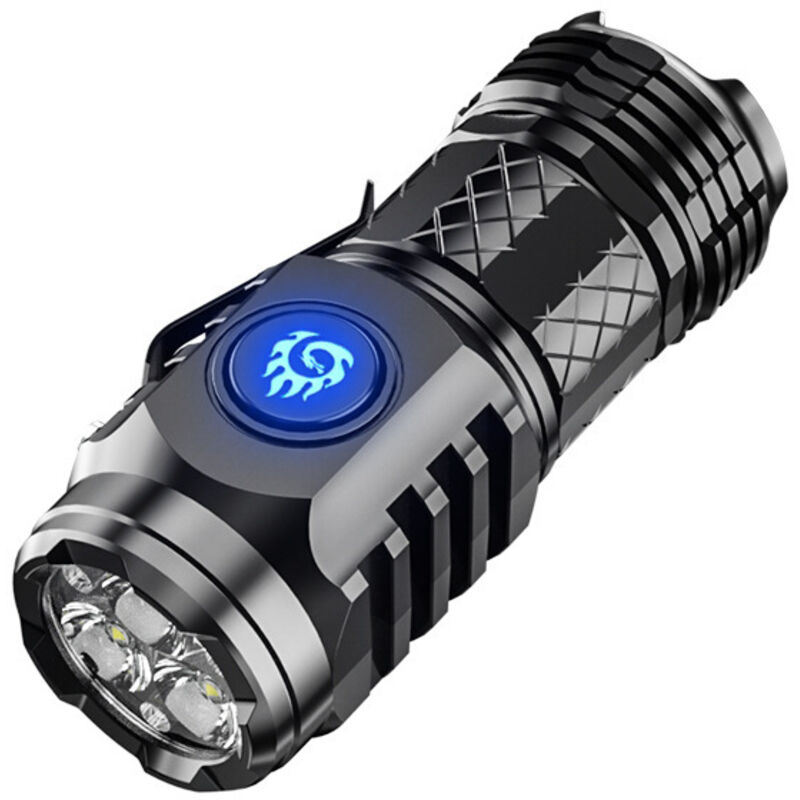 Sollbry - Wiederaufladbare LED-Taschenlampe, dreiäugige Monster-Taschenlampe, wiederaufladbare Taschenlampe mit 5 Modi, wasserdichte taktische