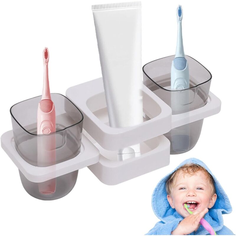 Sollbry Zahnbürstenhalter für Badezimmer Wandmontierter Zahnbürstenhalter mit zwei Zähnen für Badezimmer, Zuhause, Wohnheim, Hotel